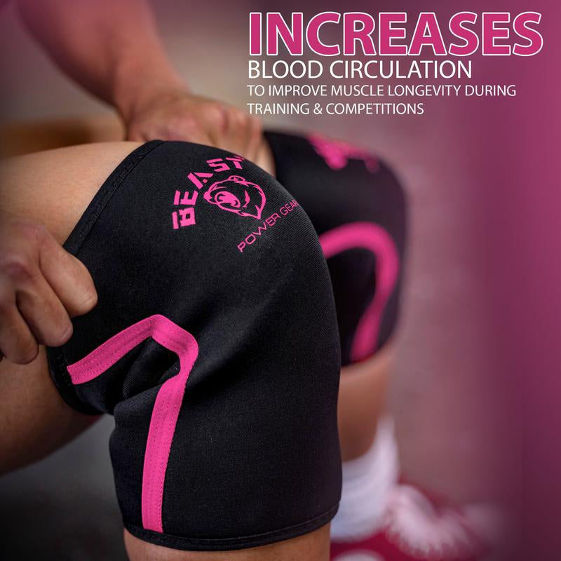 Beast Power Gear Neoprene Compression Knee Sleeves 7MM Knee Pads, Extra Support for Squats, Gym Crossfit Training Protective Gears, Powerlifting, Weightlifting Knee Sleeve, Wrestling Knee Brace for Men & Women