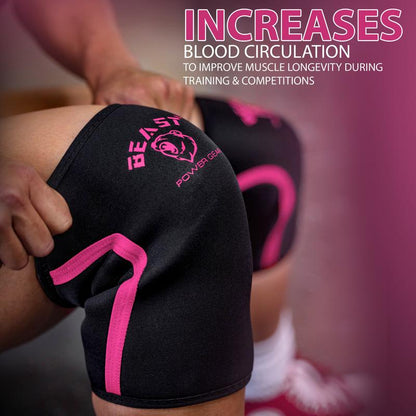 Beast Power Gear Neoprene Compression Knee Sleeves 7MM Knee Pads, Extra Support for Squats, Gym Crossfit Training Protective Gears, Powerlifting, Weightlifting Knee Sleeve, Wrestling Knee Brace for Men & Women